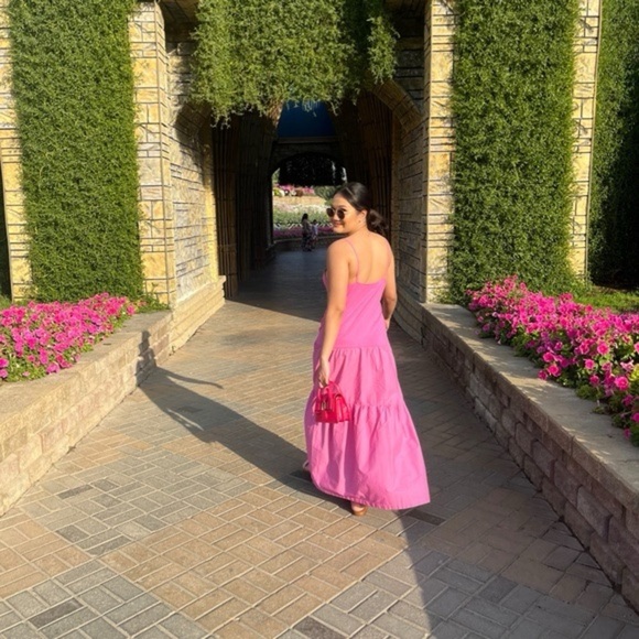 Zara Barbie Pink Tiered Sleeveless Maxi Dress size S - Picture 2 of 7